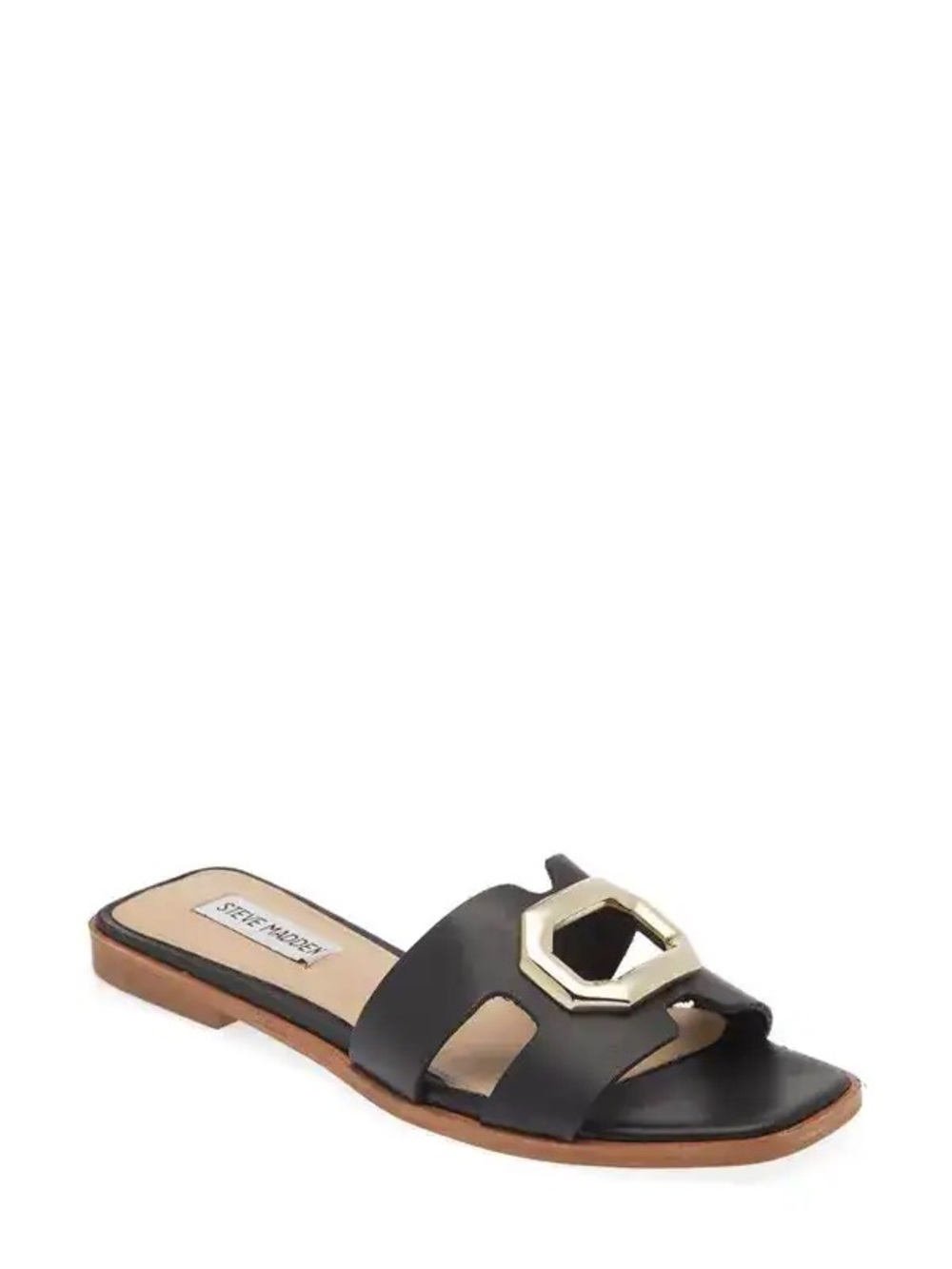 Steve Madden Harlene Slide Black Leather Sandal